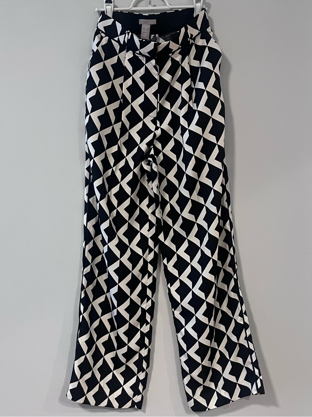 H&M Black & White Wide Leg Geometric Print Pants